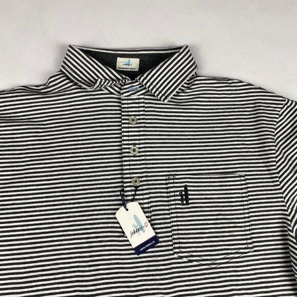 NWT Johnnie-O Hanging Out Polo Men's Size Small Gray White Striped - Picture 3 of 10